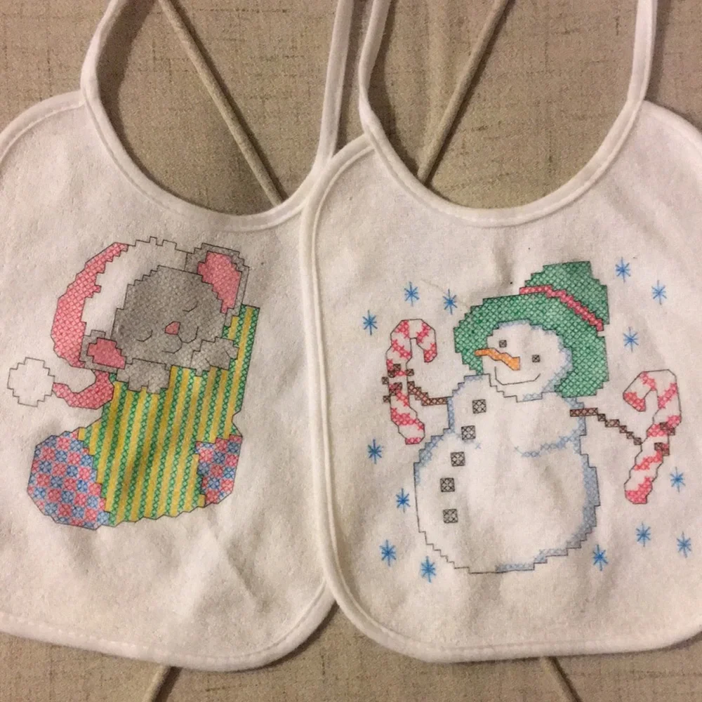 Handmade Cross Stich Baby Bibs